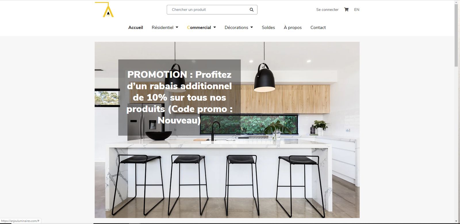 Mise en ligne de la boutique Anjou Luminaires
